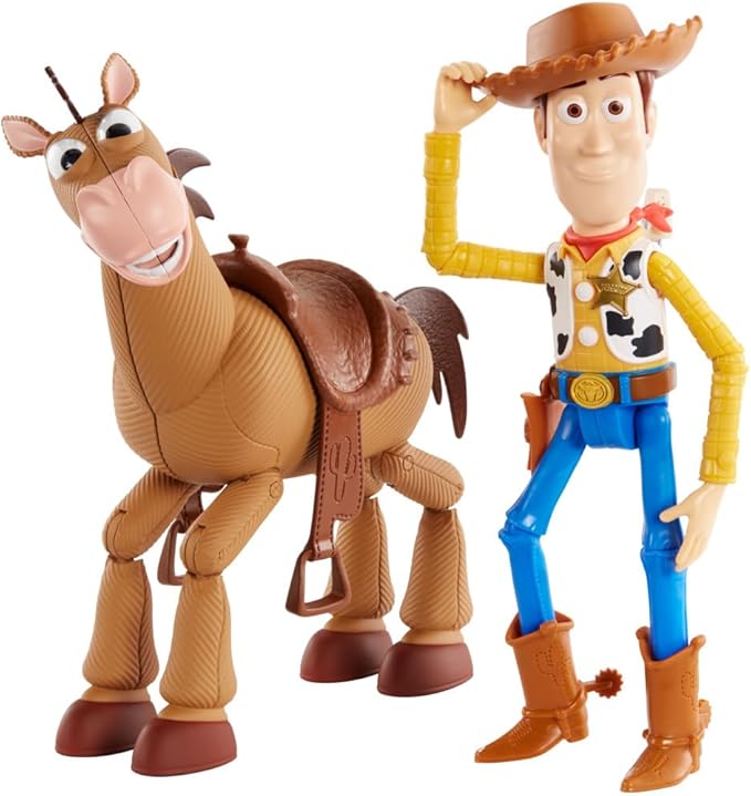 Mattel Disney Pixar Toy Story 4 Woody and Bullseye 2-Character Pack, Movie-inspired Relative-Scale for Storytelling Play