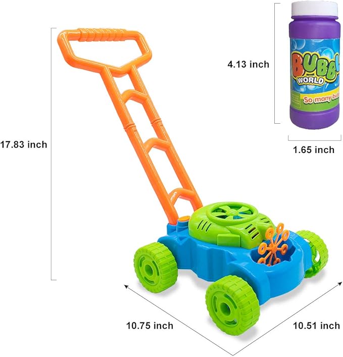 Lydaz Bubble Lawn Mower for Toddlers 1-3, Outdoor Bubble Blower Machine for 1 Year Old Boys Toy Gifts, Kids Easter Push Summer Outside Garden Toys, Birthday Gifts for Preschool Baby Boys Age 1 2 3