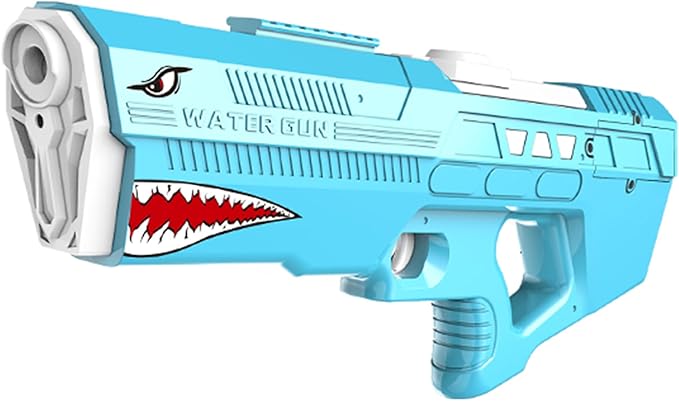 Electric Squirt Toy Water Gun - Battery Operated Powerful Squirt Gun Automatic Big Watergun Blaster Pistol Adults Kids Ages 4-8-12 Shark Party Favors Backyard Summer Outdoor Pool Beach Battles Game