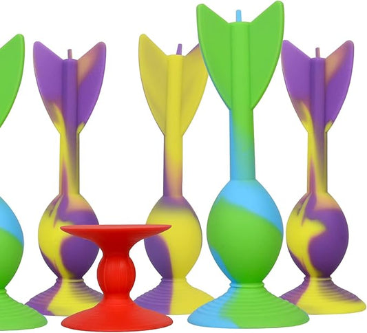 4.7 "Large Size 10 Pack Silicone Suction Colorful Darts with 1 Bullseye Sucker Sports Throwing Game Toy Set, Outdoor Indoor Game Sports