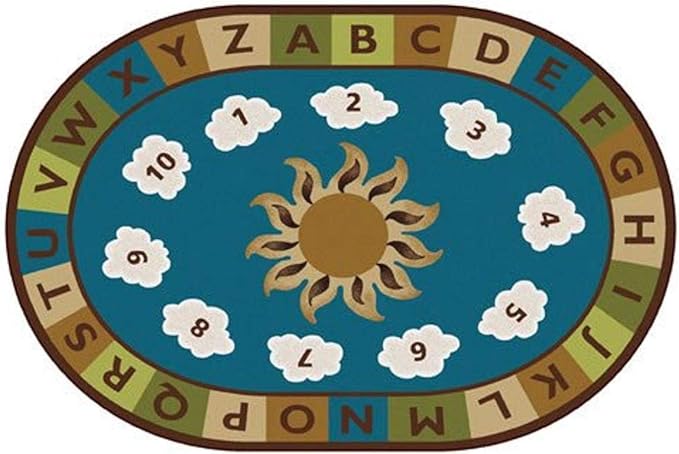 Carpets for Kids 94708 Sunny Day Learn & Play Rug Nature Colors 8ft x 12ft Oval Brown
