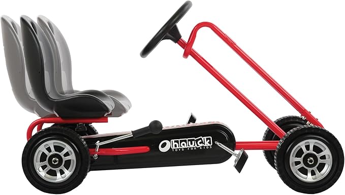 hauck Ride On Pedal Go Kart Toy w/ Adjustable Bucket Seat, for Boys & Girls Ages 4-8, Red