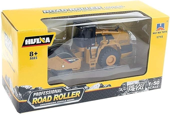 Ailejia 1/50 Scale Diecast Road Roller Toy Models Construction Vehicle Model Grader Engineering Road Planer Vehicle Toys for Kids (Road Roller)