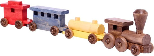 AmishToyBox.com Wooden Train Toy Play Set - 24" Long - CPSIA-Approved Finish (Circus Splash)