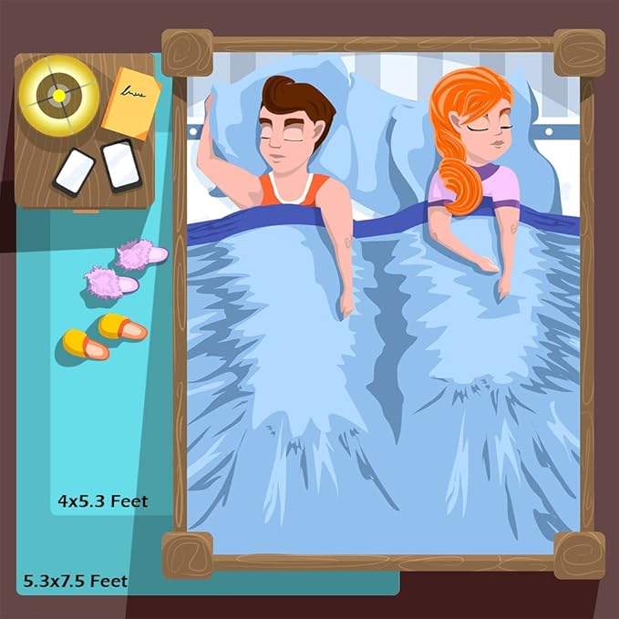 Amearea Premium Soft Area Rug 4x5.3 Feet, Blue Rugs for Living Room, Fluffy Carpet for Bedroom Nursery Playroom Teen Bedside Home Decor, Comfortable Indoor Furry Dorm Carpets, Blue