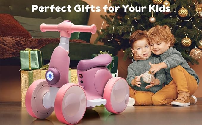 6V Electric Baby Balance Bike with Bubble Machine,4 in 1 Toddler Balance Bike w/Remote for 1 Year Old Boys Girls Kids Bubble Bike Ride on Toys w/Powered Motor,Music,LED Lights (Purple)