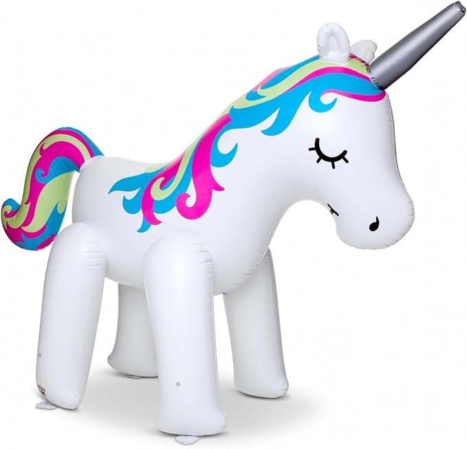 BigMouth Inc. Ginormous Inflatable Unicorn Sprinkler, Outdoor Summer Water Game & Splash Toy for Yard, 6 Feet Tall