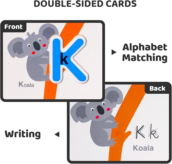 LiKee Alphabet Flash Cards Wooden Letter Puzzle ABC Sight Words Matching Games Counting Board Preschool Educational Montessori Toys for Toddlers Boys Girls 3+ Years (36 Cards& 37 Wood Pieces)