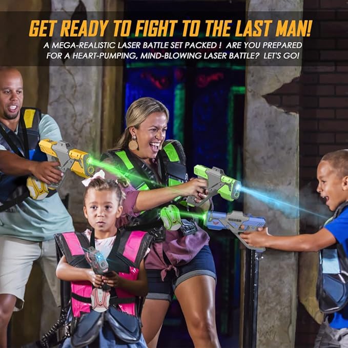 Rechargeable Laser Tag Set with Vests, Upgrade Laser Tag Guns Set of 4 with Mist Spray Effect & LED Digital, Multi Player Toy for Teen Boys & Girls, Indoor&Outdoor Toy Play Game Gift,Ages 8+