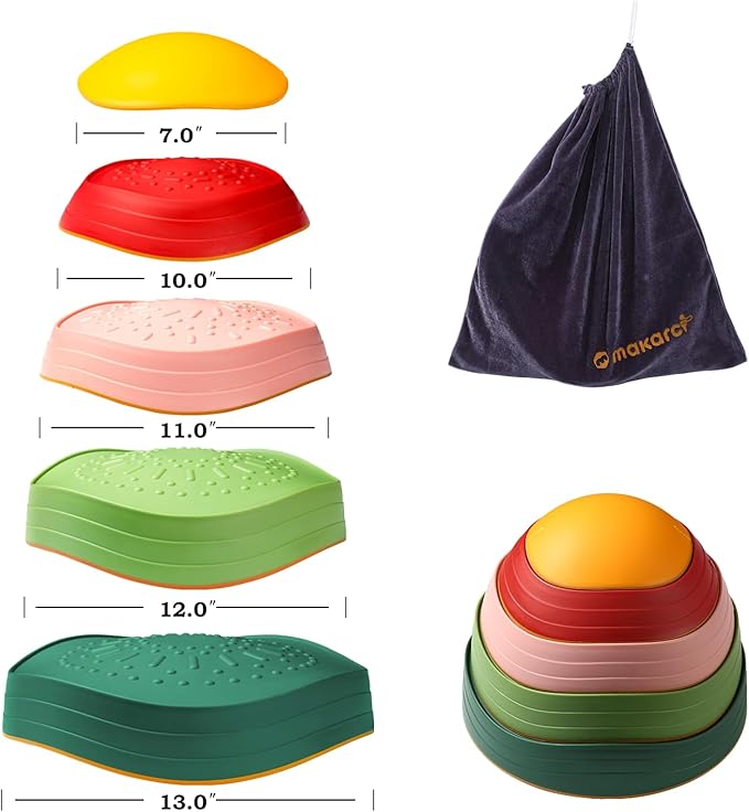 makarci Balance Stepping Stones for Kids, Non-Slip Toddlers Sensory Toys Outdoor or Indoor Play, Promoting Motor Skills and Confidence, Obstacle Course Coordination Toys for Children Age 3 4 5 6 7+