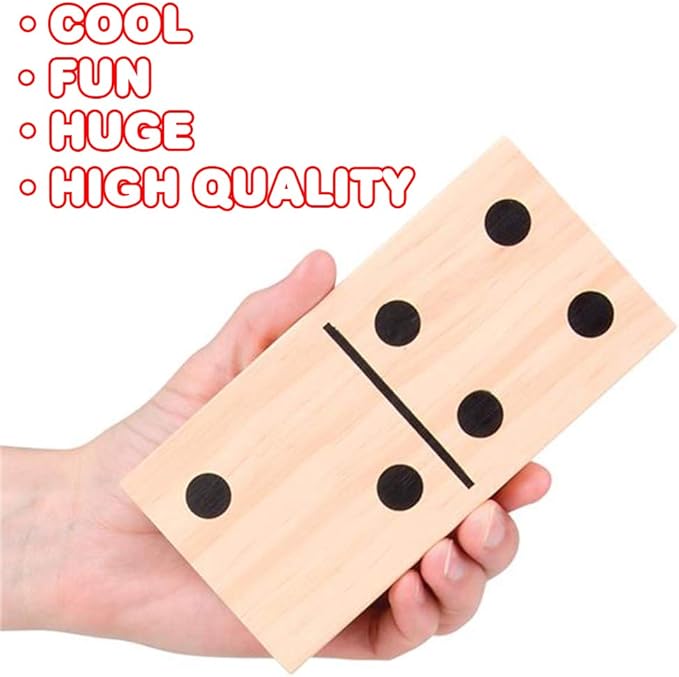ArtCreativity 28PC Jumbo Wooden Dominoes Set with Carrying Bag, Extra-Large Wood Dominos for Kids & Adults, Giant Dominoes for Game Night, Fun Classroom Educational Toy for Children