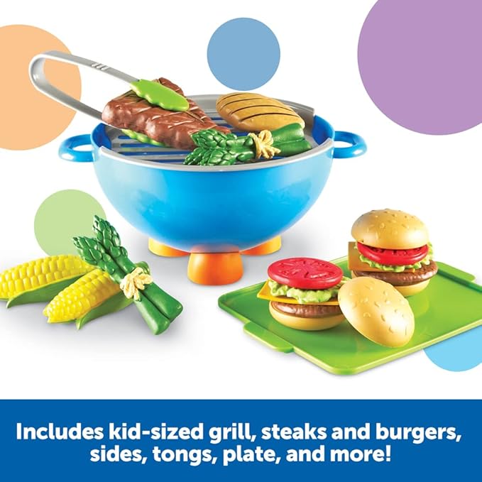 Learning Resources New Sprouts Grill It! Barbecue Set - 22 Piece Set, Ages 18+ Months Toddler Learning Toys, Preschool Toys, Pretend Play Food, Outdoor Play Food Toys