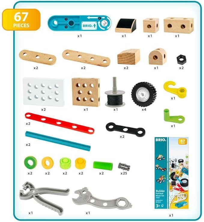 BRIO Builder Pullback Construction Set - Learning, Building and Educational Toys for 3 Year Olds and Up