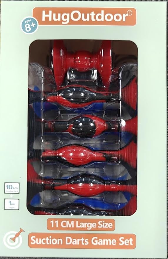 HugOutdoor 10Pcs Colour Suction Cup Darts (4.3 Inch Large Size) Silicone Sucker Soft Dart Kids Sticky Toy Indoor and Outdoor Sports Throwing Games