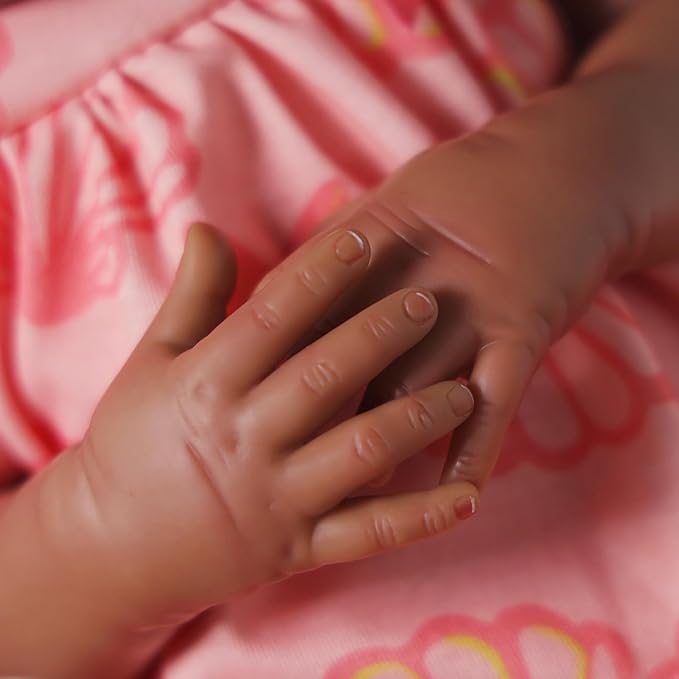 BABESIDE Lifelike Reborn Baby Dolls Black Girl AMA - 20 Inch Soft Body Realistic Baby Doll Handmade Real Life Toddler Black Baby Dolls with Clothes and Toy Gift for Kids Age 3+