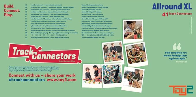 TOY2 Plastic Track Connectors for Wooden Train Set - 41 Compatible Train Connectors for Duplo & Brio Train Set Track Connectors Spare Parts for Wooden Train Track Set - Allround XL