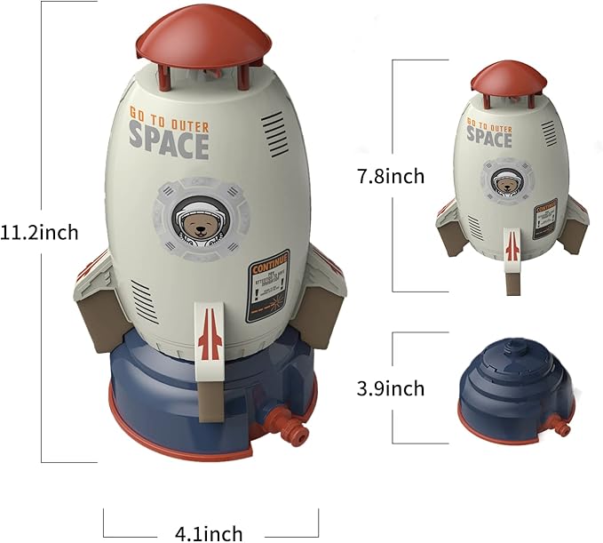 Rocket Sprinklers Toys Water Splash Rocket Outdoor Water Play for Kids Rocket Sprinklers Toy Water Blaster Rockets Summer Garden Lawns Water Toys Spray for Kids 3 Years and Up (Gray)