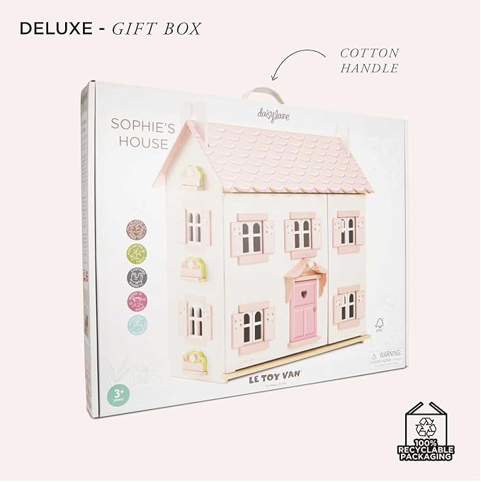 Le Toy Van - Iconic Sophie's Large Wooden Doll House | Dream House Wooden Dolls House Play Set | Great As A Gift | Suitable for Ages 3+
