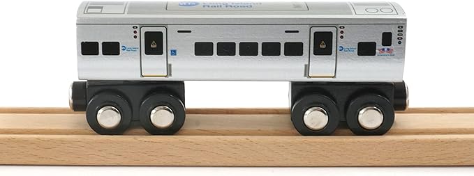 MUNI PALS Munipals Long Island Rail Road Wooden Railway M7 2-car Set–Child Safe and Tested Wood Toy Train