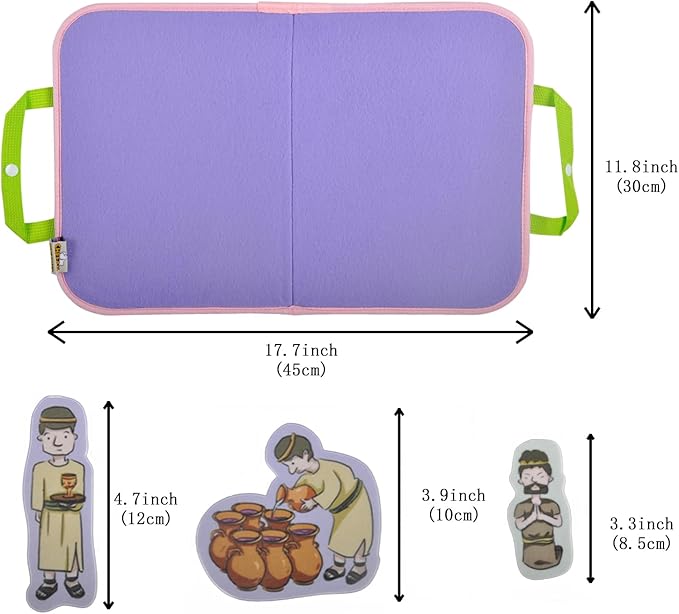 CHEFAN Felt/Flannel Board Story Set of 4,PRECUT Felt Pieces for Preschool Toddlers Circle Time,Bible Story,Jesus Heals A Paralytic,The Transfiguration,Conversion of Cornelius,Turns Water into Wine