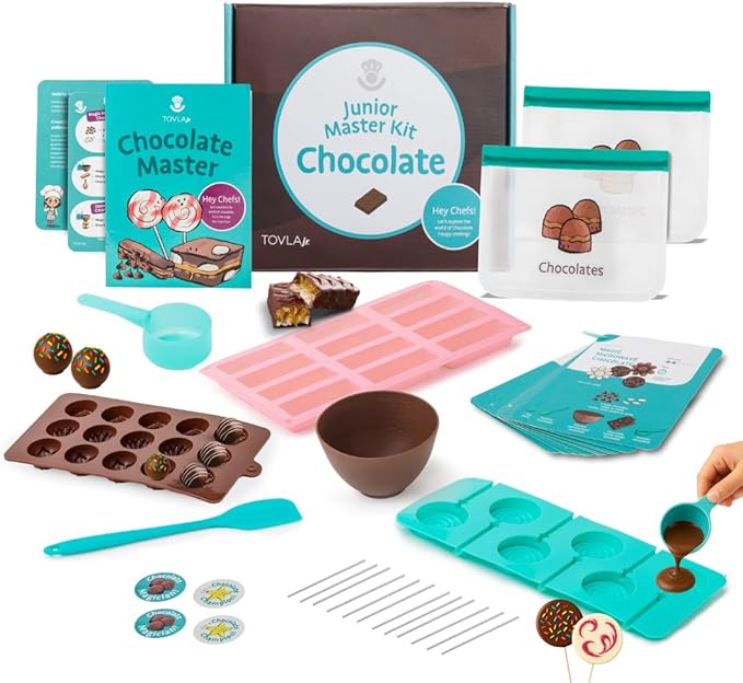 Tovla Jr. Real Chocolate Making Kit for Kids | Learn to Cook with Real Tools | Educational STEM Gift Set Ages 4+ | DIY Chocolate Activity with Visual Recipes for Boys & Girls