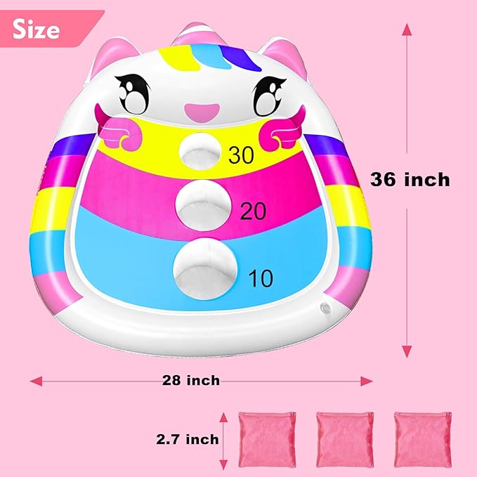 Unicorn Kids Fun Pool Toys,Inflatable Cornhole Board Floating Water Game Outdoor Swim Play for Adults Family,Cool Summer Party Gift for 6 7 8 9 10 12 Year Old Boy Girl Teen