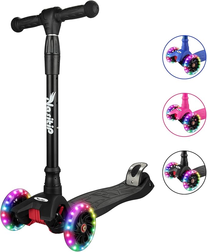 Scooters for Kids Age 3-5, Kick Scooter for Boys Girls Toddlers, 4 Adjustable Height, AEBC-9 Bearing, 3 Light Up Wheels, Outdoor Activities for Children from 3 to 12 Years Old