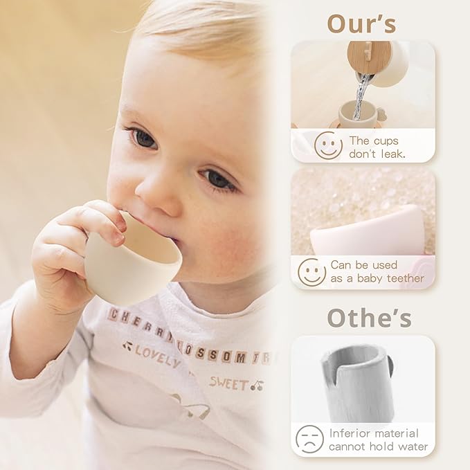 Tea Party Set for Little Girls, Silicone & Wooden Tea Set for Toddler with Silicone Teapot Cups Carrying Tray Scoop, Pretend Play Accessories Kids Kitchen Wooden Toys for 3 4 5 6 Year Old (Pink)