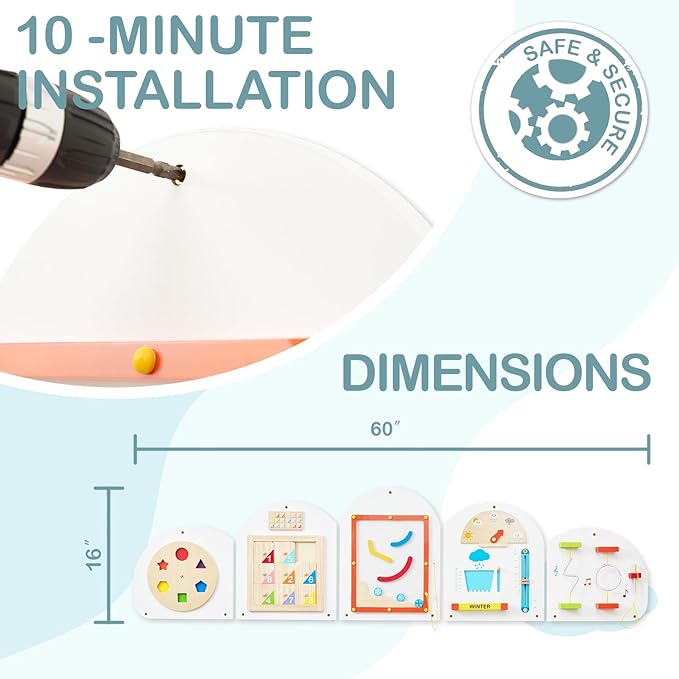 Monläurd® Cloud Montessori Busy Board, Sensory Board, Wooden Toys, Wall Toys, Boys and Girls 6M+