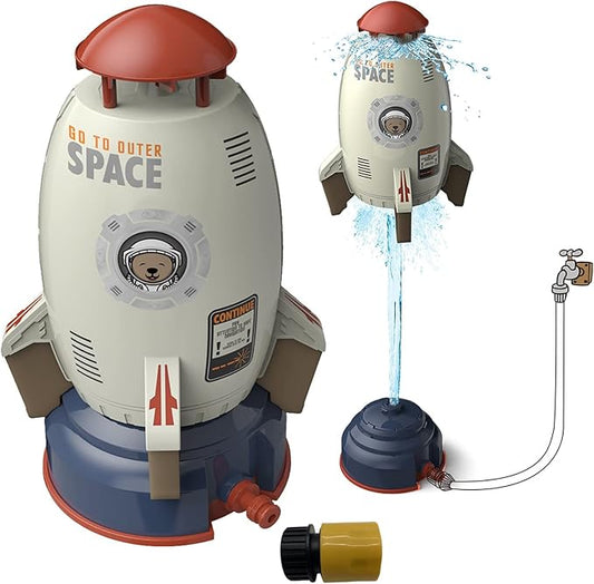 Rocket Sprinklers Toys Water Splash Rocket Outdoor Water Play for Kids Rocket Sprinklers Toy Water Blaster Rockets Summer Garden Lawns Water Toys Spray for Kids 3 Years and Up (Gray)