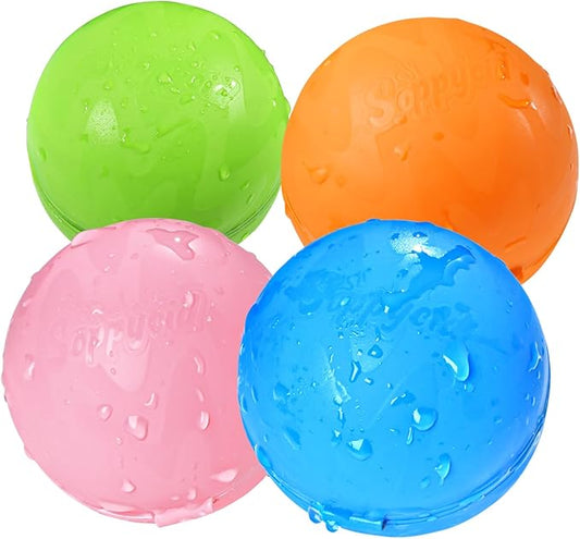 SOPPYCID Reusable Water Bomb balloons, Summer Toy Water Toy for Boys and Girls, Pool Beach Toys for Kids ages 3-12, Outdoor Activities Water Games Toys Self Sealing Water Splash Ball for Fun(4Pack)