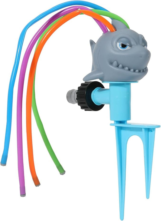 MoKo Water Sprinkler for Kids, Shark Toddler Outdoor Toys with 4 Wiggle Tubes and Hose Clamp, Outdoor Play Toys Spray Up to 8ft, Summer Water Toys Sprinklers for Yard Lawn Garden Pool, Gray