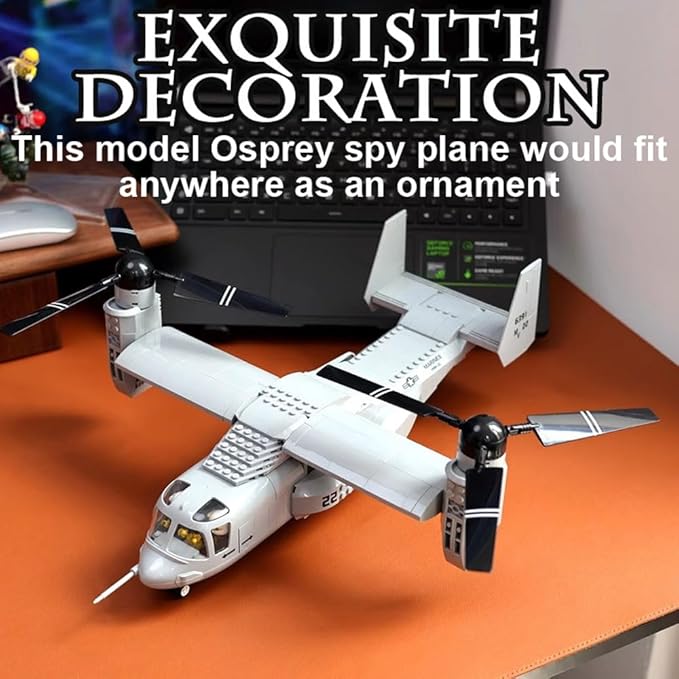 V-22 Osprey Tiltrotor Aircraft Air Force Building Block Set,Military Fighter,WW2 Military Airplanes Model,Aircraft Plane Brick Building Set Toy Gifts for Kids and Adults,460PCS