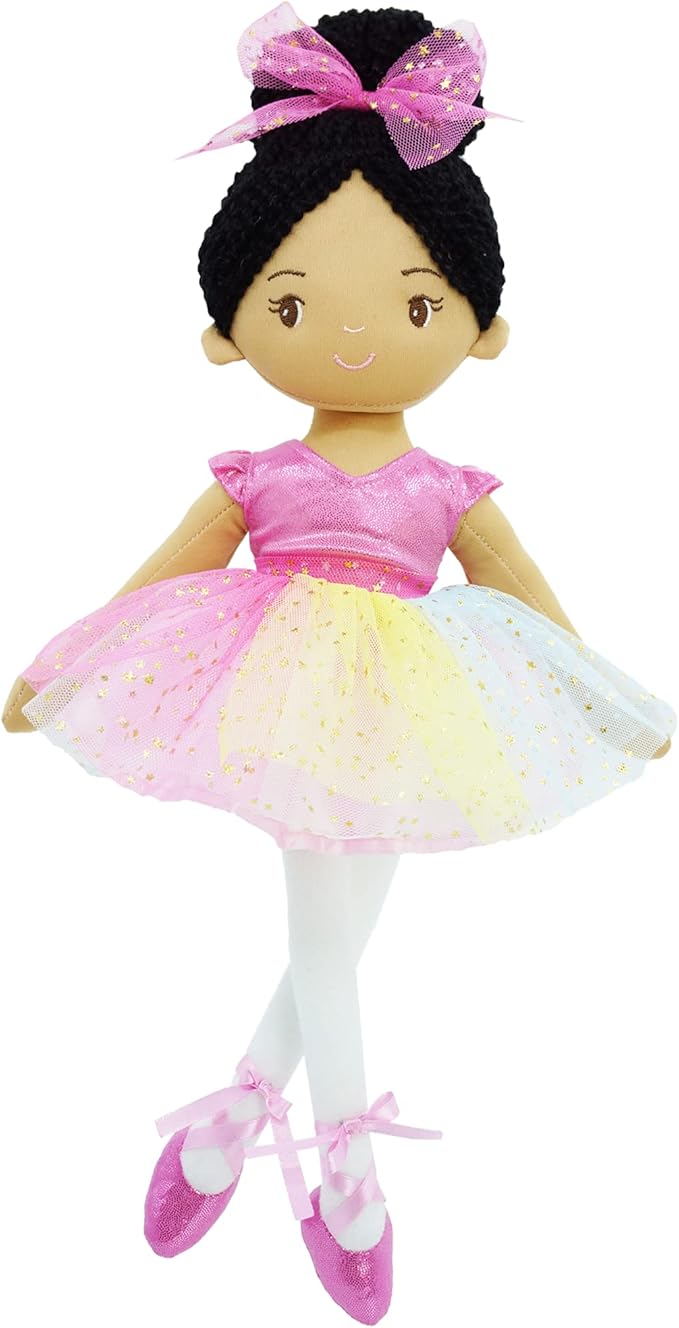 June Garden 16" Ballerina Princess Stella - Stuffed Plush Soft Doll - Pink Outfit - Gift for Toddlers and Little Girls