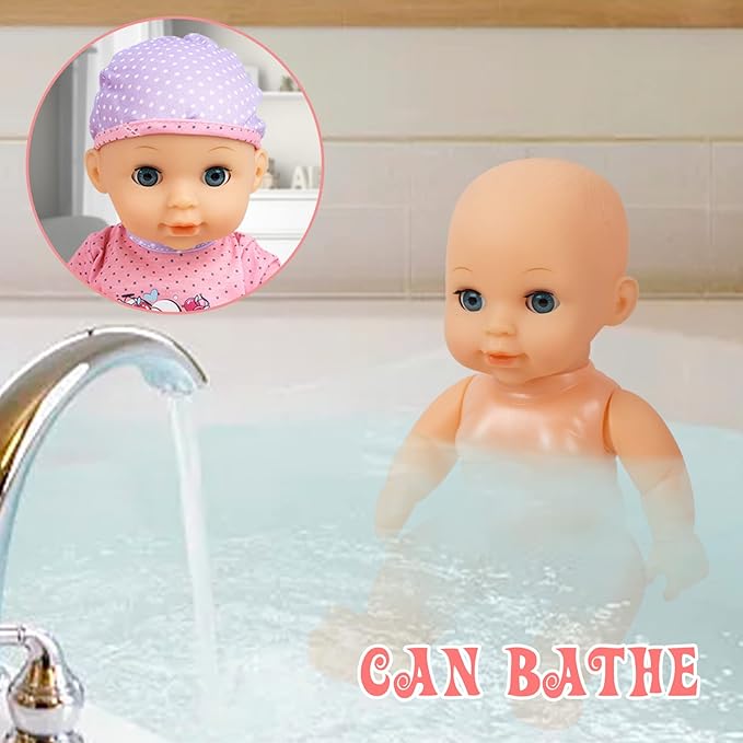 RedCrab Baby Doll Toys Set, Newborn Dolls PlaySet with High Chair Stroller Feeding,Tableware Set and Doll Clothes Accessories, 15+ pcs Toddler Pretend Play Gift Toys for Girls - 12" Dolls