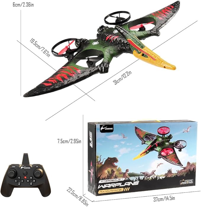 jaming Pterodactyl Dinosaur Toys Drone for Kids and Adults Easy to Fly Dragon Remote Controlled Aircraft for Beginners Hobby RC Plane Toys Birthday Gifts for Boys Remote Control Gecko