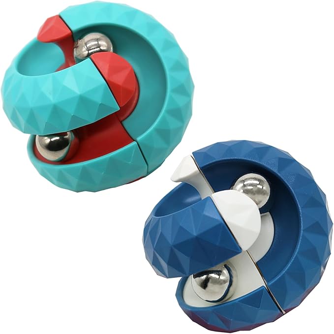 2 Pack Orbit Ball Toy, Novelty Fidget Toys Creative Track Infinity Cube Stress Relief Balls Sensory Toys for Autistic ADHD Kids Adults (Blue&Green)