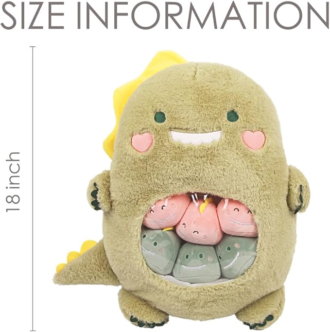 ARELUX Cute Dinosaur Plush Pudding Pillow:Snack Pillow Toys Bag Removable Stuffed Animal 8Pcs Sets Creative Plush,Soft Dino Plushie Animal Throw Pillow,Dolls Friends Family Member