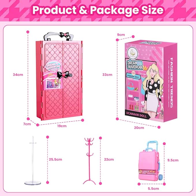 UCanaan Girl Doll and Closet Set with Doll Clothes and Accessories Items Including Fashion Dolls, Dressand Many Other Accessories (Refer Picture Shows),Best Gitfs for Girls Christmas Birthday
