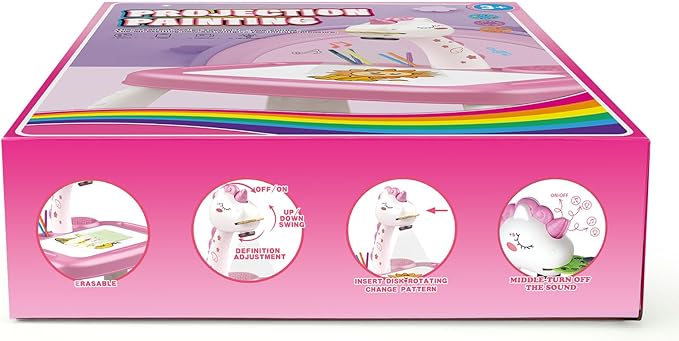 Drawing Projector for Kids, Art and Crafts, Drawing Board with Music, Color Pens, Pencils, Crayons, Scrapbook, Unicorn Sticker Book, Ideal Toy for 3+ Year Old Girls & Boys (Unicorn Kit)