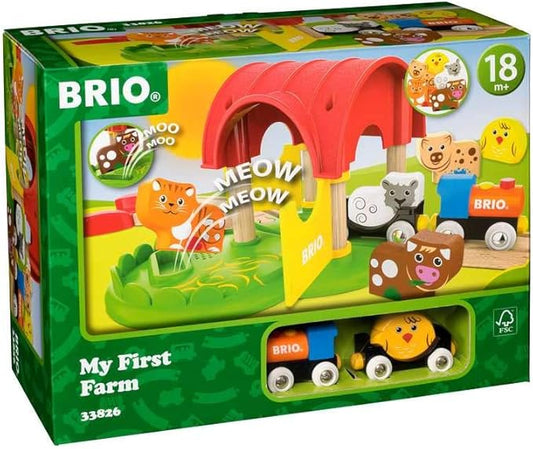 BRIO World - 33826 My First Farm | 12 Piece Wooden Toy Train Set for Kids | Interactive Learning Experience | FSC-Certified Wood | Suitable for Ages 18 Months and Up