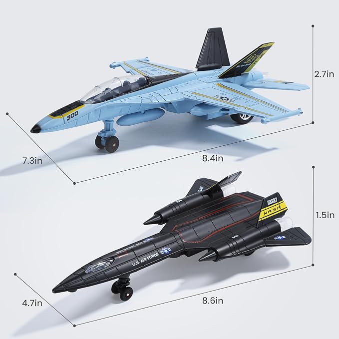 Double Metal Fighter Army Toy Airplane Model with Sound & Light, Pull Back Alloy Plane Military Toy Diecast Jet Toy, Birthday Gift for Toddler Boys and Girls