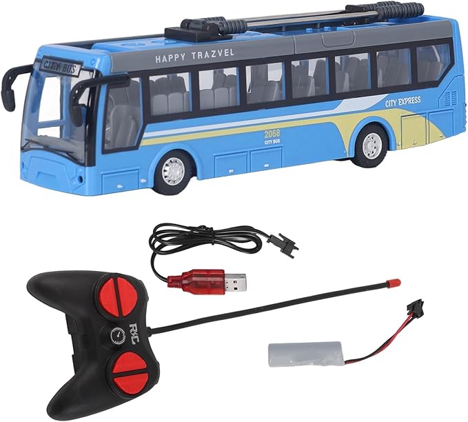 RC School Bus, 8.27 Inches Remote Control City Bus, Simulation All Directions Driving RC Car Electronic Vehicles for Children (Blue)