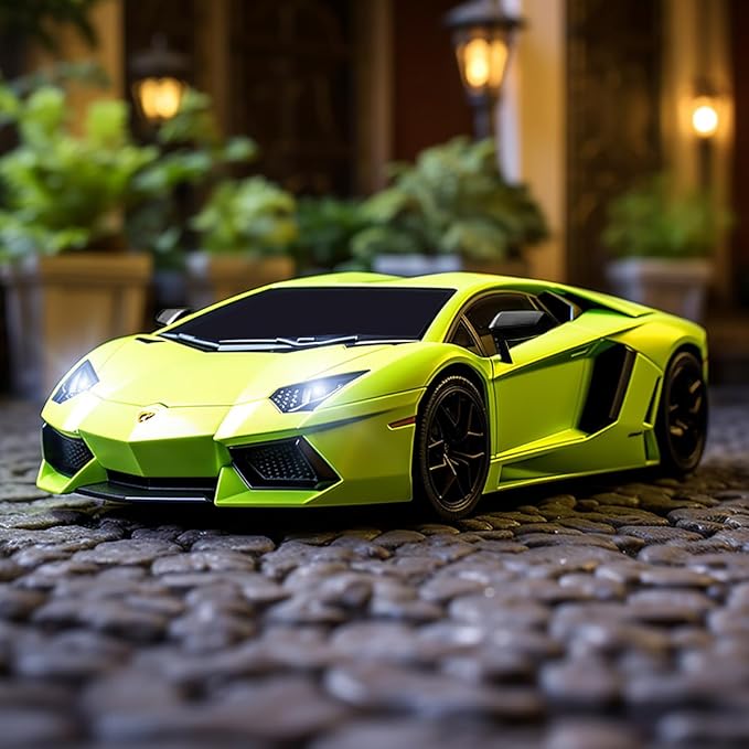 QUN FENG RC Car 1:18 Lamborghini Aventador 2.4G Radio Remote Control Cars Electric Car Sport Racing Hobby Toy Car Grade Licensed Model Vehicle for Kids, Green