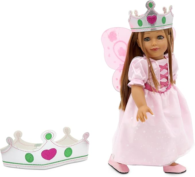 Playtime by Eimmie 18 Inch Doll Clothes and Accessories - Fairy Dress Set with Wings, Matching Crown & Shoes - Magical Clothing Sets & Stuff - Fits American, Generation & Other 18" Dolls for Girls