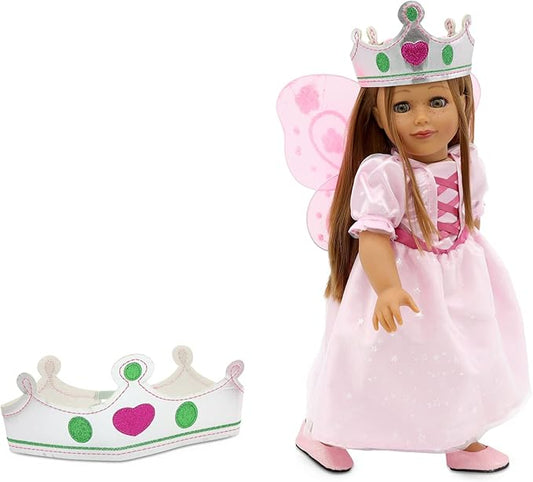 Playtime by Eimmie 18 Inch Doll Clothes and Accessories - Fairy Dress Set with Wings, Matching Crown & Shoes - Magical Clothing Sets & Stuff - Fits American, Generation & Other 18" Dolls for Girls