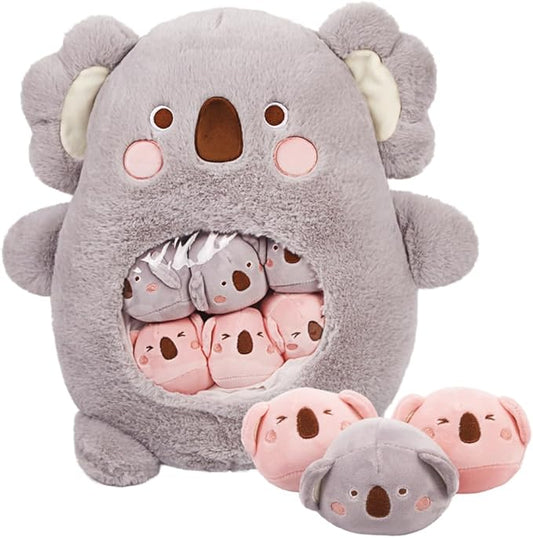 ARELUX Cute Sloth Plush Pudding Pillow:Snack Pillow Toys Bag Removable Stuffed Animal 8Pcs Sets Creative Plush,Soft Koala Plushie Animal Throw Pillow,Dolls Friends Family Member