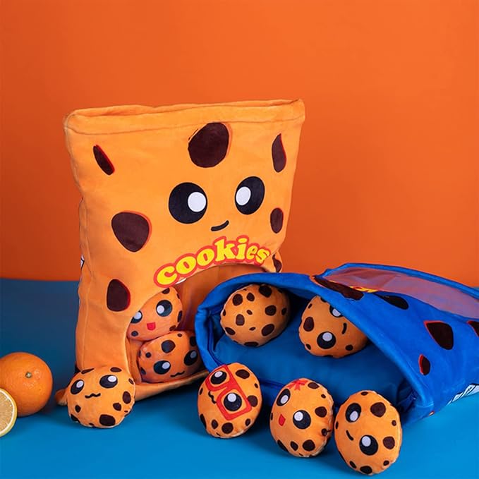 ARELUX Cute Cookie Plush Pudding Pillow:Snack Pillow Toys Bag Removable Stuffed Animal 8Pcs Sets Creative Plush,Soft Yummy Cookie Plushie Food Throw Pillow,Dolls Friends Family Member