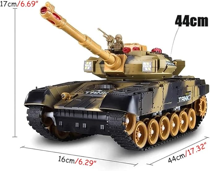 Remote Control Tank- Kids Simulated Large 2.4GHz RC Tanks Armored Car, Sound & LED Lights,Rotating Turret & Sound, RC Army Tank Toy Great Gift for Boys Children