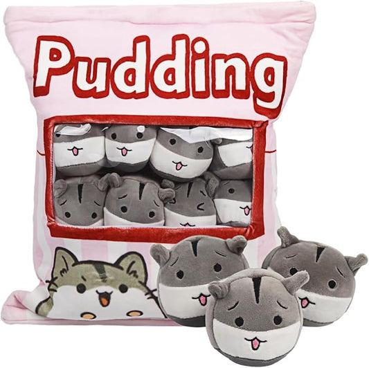 ARELUX Cute Hamster Plush Pudding Pillow:Snack Pillow Toys Bag Removable Stuffed Animal 8Pcs Sets Creative Plush,Soft Hamster Plushie Throw Pillow,Dolls Friends Family Member